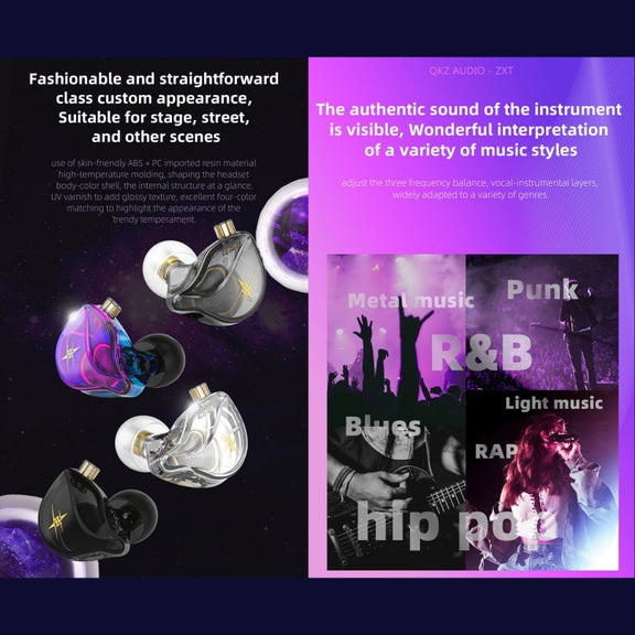 QKZ ZXT Sports In-ear Wired Control Plug HIFI Stereo Stage Monitor Earphone, Style:Standard Version(Transparent Grey)