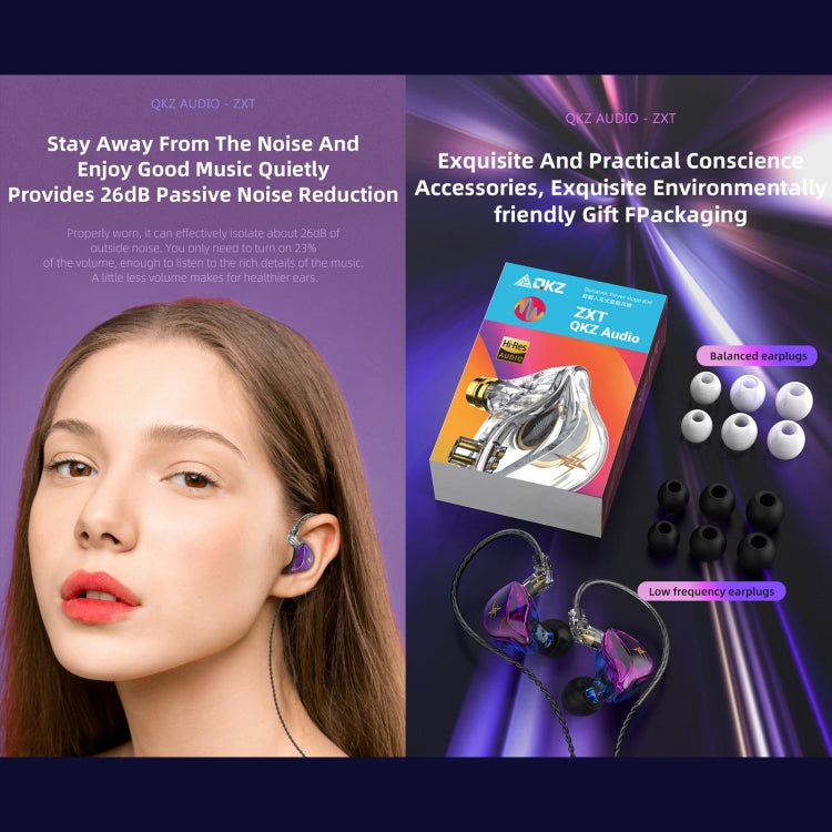 QKZ ZXT Sports In-ear Wired Control Plug HIFI Stereo Stage Monitor Earphone, Style:Standard Version(Transparent Grey)