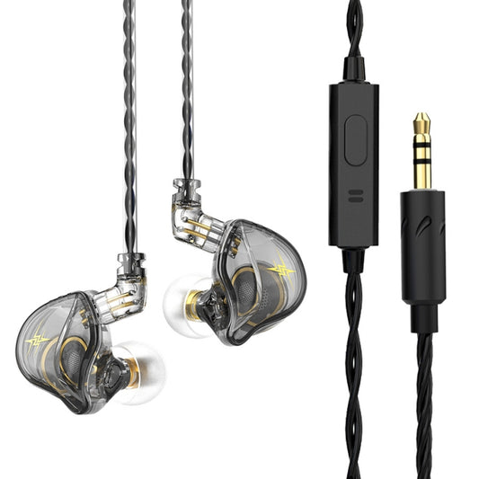 QKZ ZXT Sports In-ear Wired Control Plug HIFI Stereo Stage Monitor Earphone, Style:with Mic(Transparent Grey) - In Ear Wired Earphone by QKZ | Online Shopping South Africa | PMC Jewellery | Buy Now Pay Later Mobicred