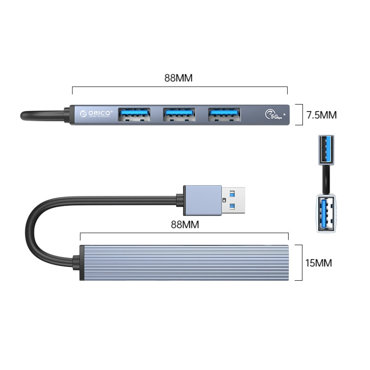 ORICO AH-A13 USB 3.0 x 1 + USB 2.0 x 3 to USB 3.0 HUB Adapter(Space Gray) - USB 3.0 HUB by ORICO | Online Shopping South Africa | PMC Jewellery | Buy Now Pay Later Mobicred
