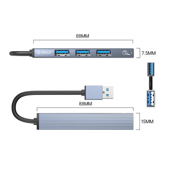ORICO AH-A13 USB 3.0 x 1 + USB 2.0 x 3 to USB 3.0 HUB Adapter(Space Gray)