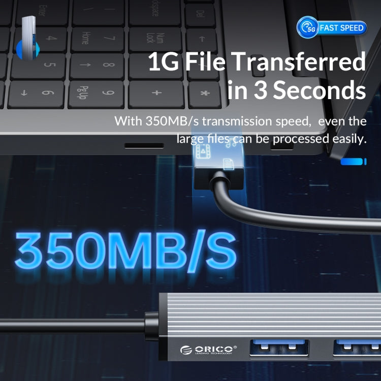 ORICO AH-A13 USB 3.0 x 1 + USB 2.0 x 3 to USB 3.0 HUB Adapter(Space Gray) - USB 3.0 HUB by ORICO | Online Shopping South Africa | PMC Jewellery | Buy Now Pay Later Mobicred