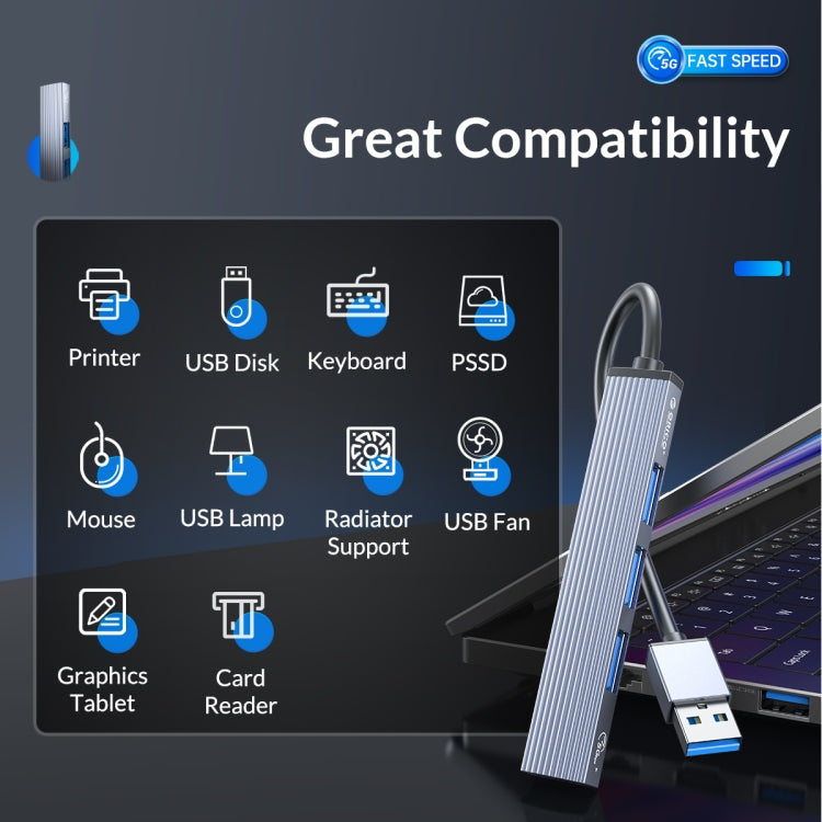 ORICO AH-A13 USB 3.0 x 1 + USB 2.0 x 3 to USB 3.0 HUB Adapter(Space Gray) - USB 3.0 HUB by ORICO | Online Shopping South Africa | PMC Jewellery | Buy Now Pay Later Mobicred