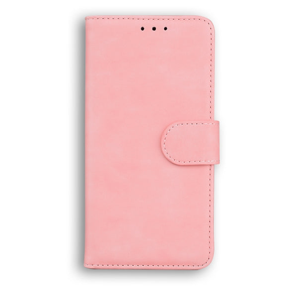 For OPPO A57 2022 4G/A57 2022 5G/Realme Q5i/Realme V23 5G/Realme Narzo 50 5G/A77 5G Skin Feel Pure Color Flip Leather Phone Case(Pink)