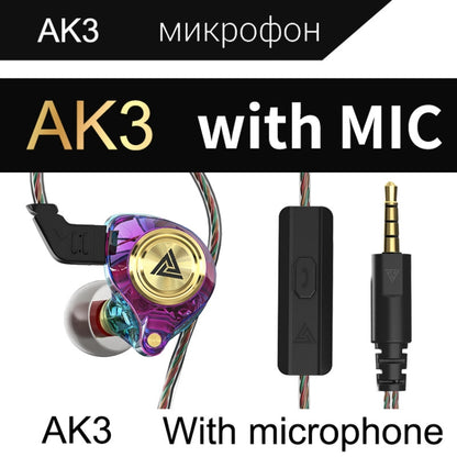 QKZ AK3 FiLe In-ear Subwoofer Wire-controlled Earphone with Mic(Colorful) - In Ear Wired Earphone by QKZ | Online Shopping South Africa | PMC Jewellery | Buy Now Pay Later Mobicred