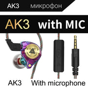 QKZ AK3 FiLe In-ear Subwoofer Wire-controlled Earphone with Mic(Colorful)