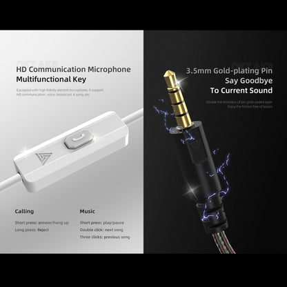 QKZ AK3 FiLe In-ear Subwoofer Wire-controlled Earphone with Mic(White) - free shipping - PMC Jewellery - Order now!