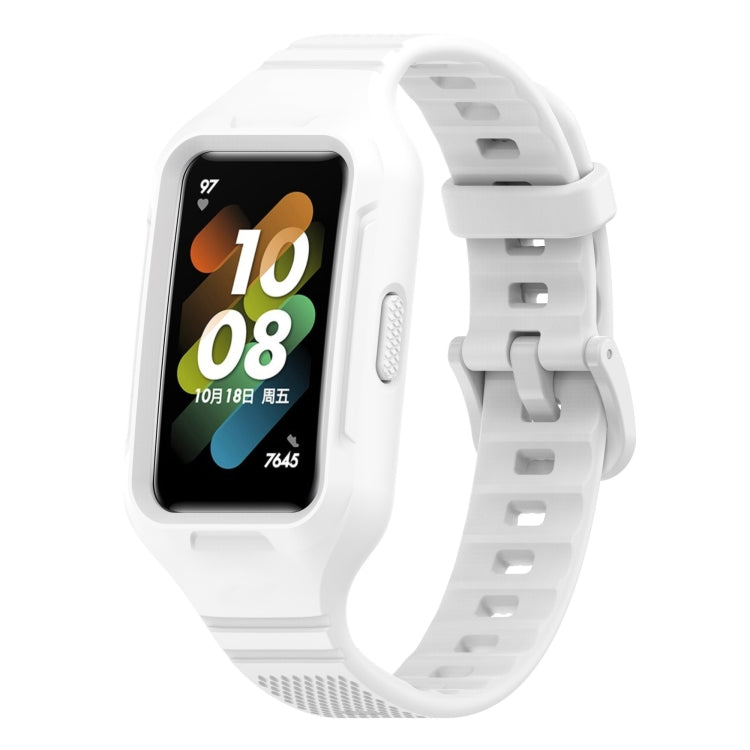 For Huawei Band 10 / 9 / 8 / 7 / 6 Universal Integrated Silicone Watch Band(White) - Watch Bands by PMC TechLife | Online Shopping South Africa | PMC TechLife | Buy Now Pay Later Mobicred