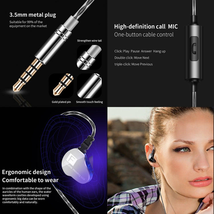 QKZ F910 In-Ear Subwoofer Dual Dynamic Earphone(Transparent) - free shipping - PMC TechLife - Order now!