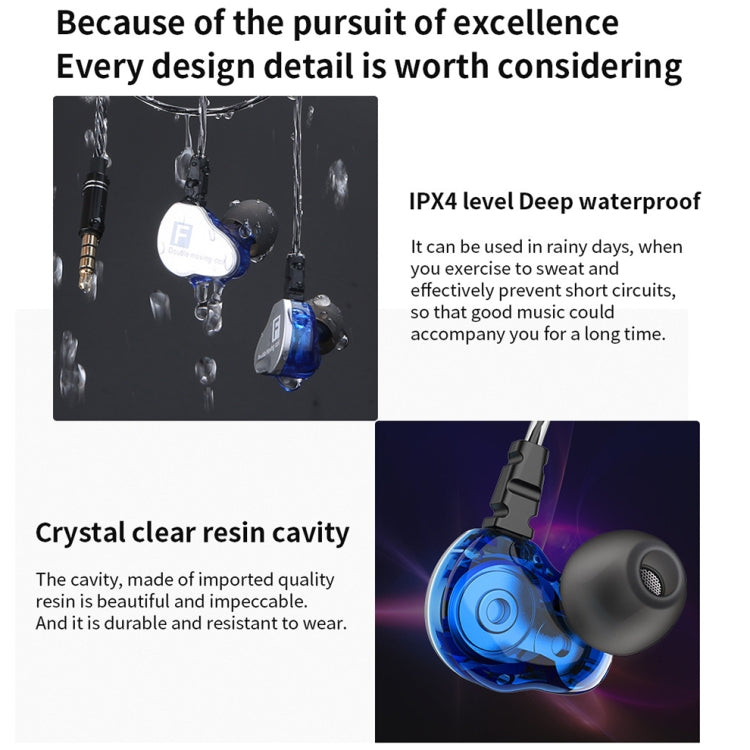 QKZ F910 In-Ear Subwoofer Dual Dynamic Earphone(Transparent) - free shipping - PMC TechLife - Order now!