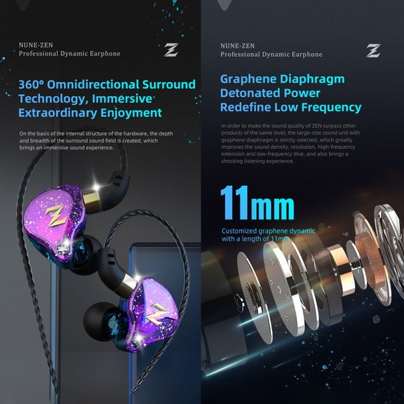 QKZ ZEN In-ear Subwoofer Wire-controlled Music Running Sports Earphone with Mic(Black)