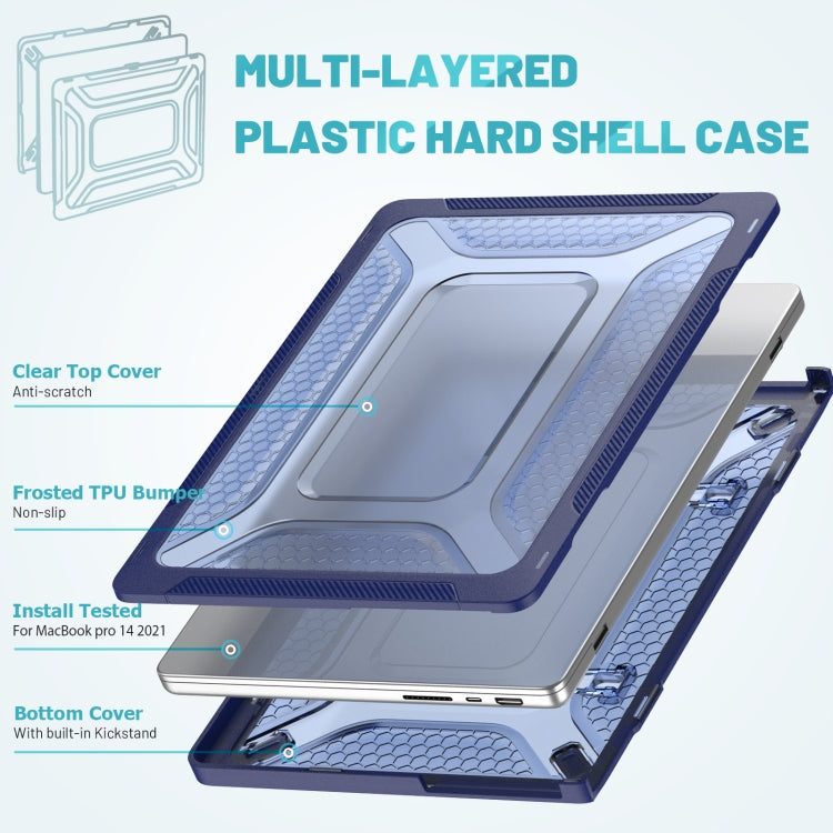 PC + TPU Honeycomb Laptop Protective Case For MacBook Pro 14.2 inch A2442 2021(Sapphire Blue)