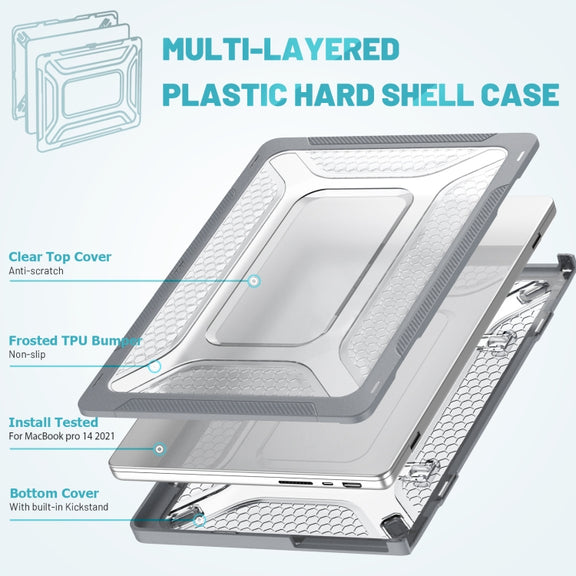 PC + TPU Honeycomb Laptop Protective Case For MacBook Pro 14.2 inch A2442 2021(Star Gray)