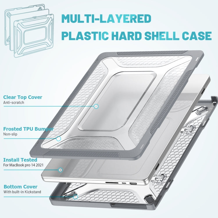 PC + TPU Honeycomb Laptop Protective Case For MacBook Pro 14.2 inch A2442 2021(Star Gray)
