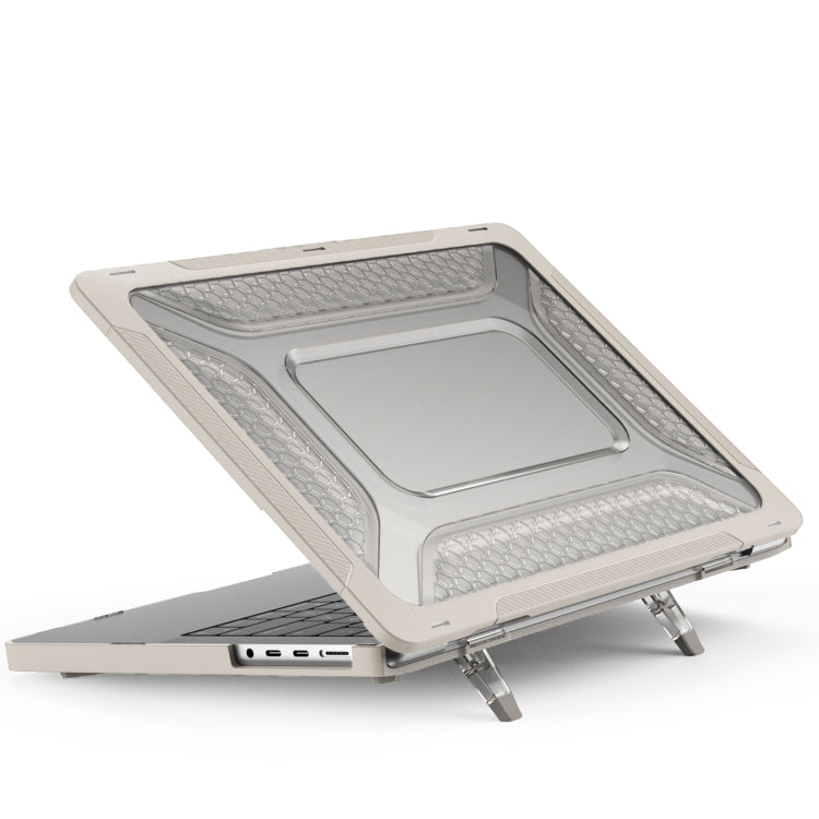 PC + TPU Honeycomb Laptop Protective Case For MacBook Pro 14.2 inch A2442 2021(Elegant Apricot) - MacBook Pro Cases by PMC TechLife | Online Shopping South Africa | PMC TechLife