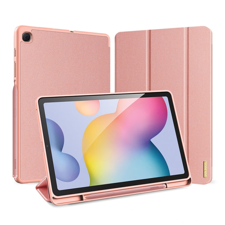 For Galaxy Tab S6 Lite 10.4 inch / S6 Lite 2024 DUX DUCIS Domo Series Horizontal Flip Magnetic PU Leather Case with Three-folding Holder & Pen Slot & Sleep / Wake-up Function(Pink) - free shipping - PMC TechLife - Order now!