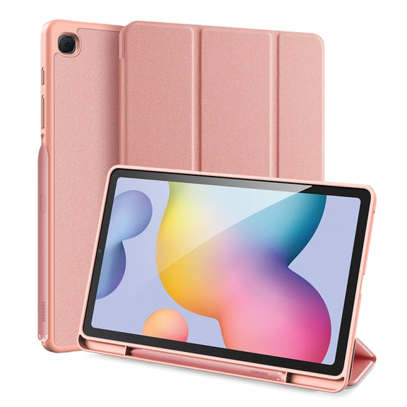 For Galaxy Tab S6 Lite 10.4 inch / S6 Lite 2024 DUX DUCIS Domo Series Horizontal Flip Magnetic PU Leather Case with Three-folding Holder & Pen Slot & Sleep / Wake-up Function(Pink)