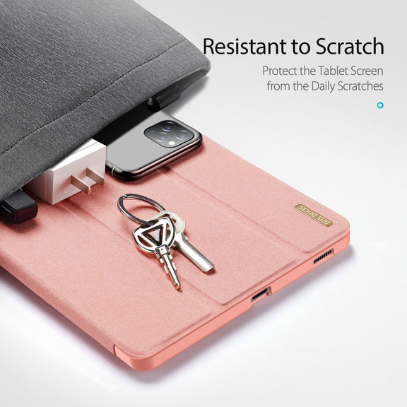 For Galaxy Tab S6 Lite 10.4 inch / S6 Lite 2024 DUX DUCIS Domo Series Horizontal Flip Magnetic PU Leather Case with Three-folding Holder & Pen Slot & Sleep / Wake-up Function(Pink)
