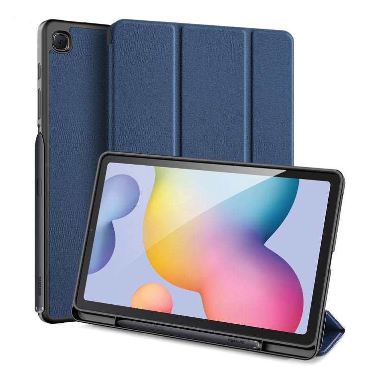 For Galaxy Tab S6 Lite 10.4 inch / S6 Lite 2024 DUX DUCIS Domo Series Horizontal Flip Magnetic PU Leather Case with Three-folding Holder & Pen Slot & Sleep / Wake-up Function(Blue)
