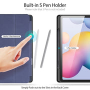 For Galaxy Tab S6 Lite 10.4 inch / S6 Lite 2024 DUX DUCIS Domo Series Horizontal Flip Magnetic PU Leather Case with Three-folding Holder & Pen Slot & Sleep / Wake-up Function(Blue)