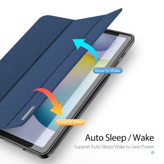 For Galaxy Tab S6 Lite 10.4 inch / S6 Lite 2024 DUX DUCIS Domo Series Horizontal Flip Magnetic PU Leather Case with Three-folding Holder & Pen Slot & Sleep / Wake-up Function(Blue)