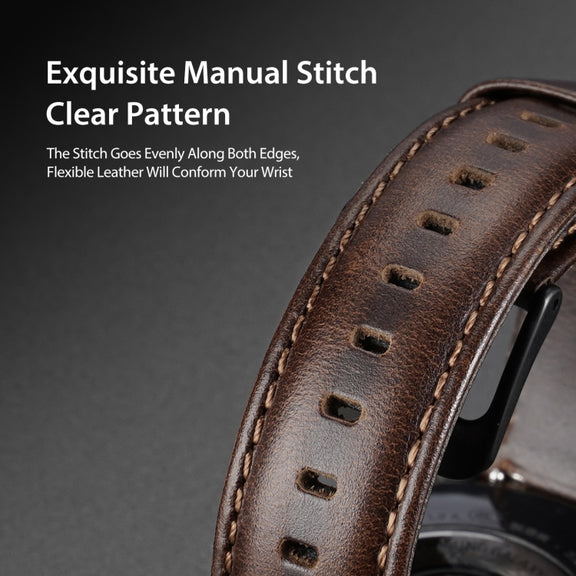 DUX DUCIS 22mm Genuine Leather Watch Band For Samsung Galaxy/Huawei/Honor/Xiaomi Watch(Coffee) - 22mm Bands by DUX DUCIS