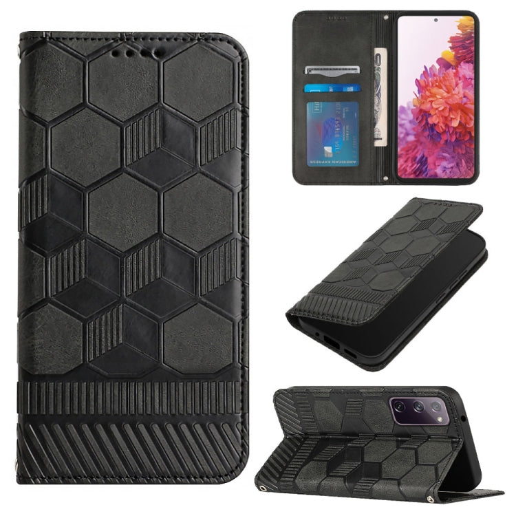 For Samsung Galaxy S20 FE 2022 / S20 FE 5G&4G / S20 Lite / S20 Fan Edition Football Texture Magnetic Leather Flip Phone Case(Black) - Galaxy S20 FE Cases by PMC TechLife | Online Shopping South Africa | PMC TechLife | Buy Now Pay Later Mobicred