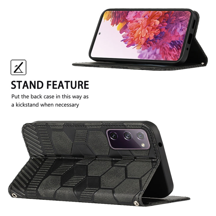 For Samsung Galaxy S20 FE 2022 / S20 FE 5G&4G / S20 Lite / S20 Fan Edition Football Texture Magnetic Leather Flip Phone Case(Black) - Galaxy S20 FE Cases by PMC TechLife | Online Shopping South Africa | PMC TechLife | Buy Now Pay Later Mobicred