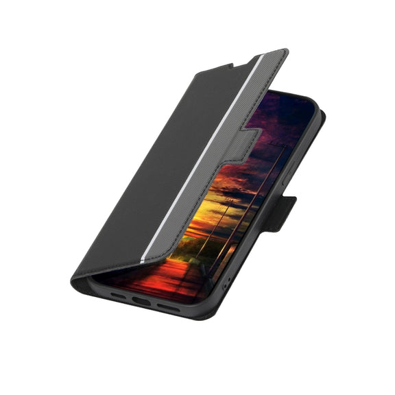 For OPPO Reno 8 5G Twill Texture Side Button Leather Phone Case(Black)