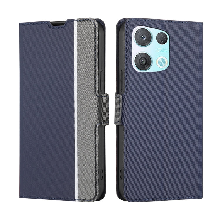 For OPPO Reno 8 Pro 5G Twill Texture Side Button Leather Phone Case(Blue) - OPPO Cases by PMC TechLife | Online Shopping South Africa | PMC TechLife | Buy Now Pay Later Mobicred