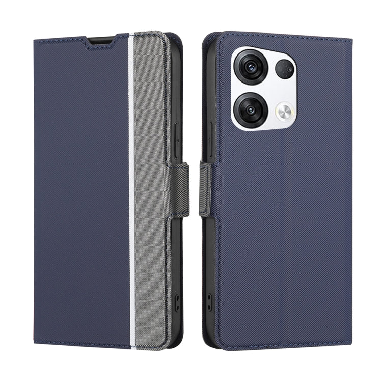 For OPPO Reno 8 Pro+ 5G Twill Texture Side Button Leather Phone Case(Blue) - OPPO Cases by PMC TechLife | Online Shopping South Africa | PMC TechLife | Buy Now Pay Later Mobicred