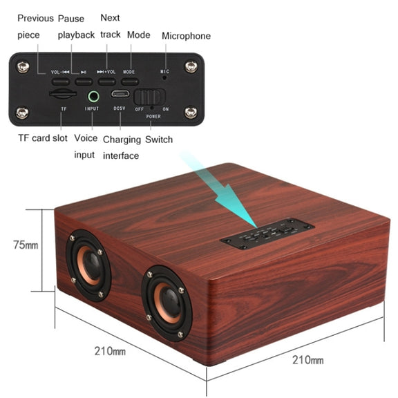Q5 Home Computer TV Wooden Wireless Bluetooth Speaker(Red)
