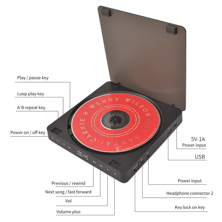 Kecag KC-708 Portable Retro Disc Album CD Player(Black) - free shipping - PMC Jewellery - Order now!
