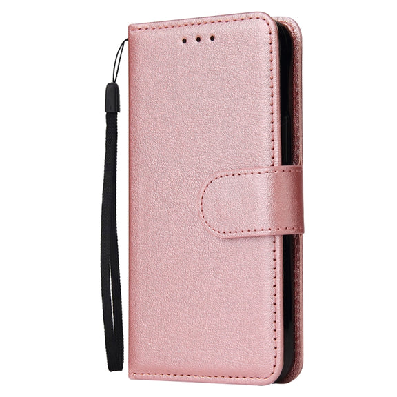 For iPhone 14 Multifunctional Horizontal Flip Leather Case with Three Card Slot (Rose Gold)