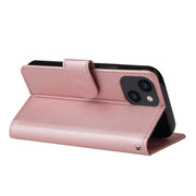 For iPhone 14 Multifunctional Horizontal Flip Leather Case with Three Card Slot (Rose Gold)