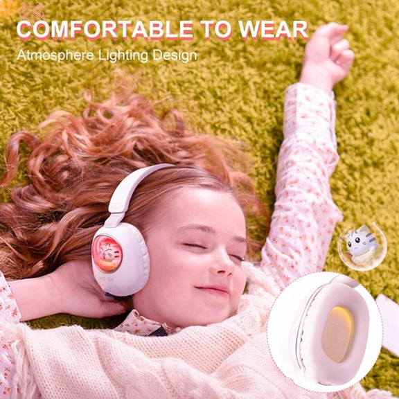 B4 RGB Cartoon Stereo Headset Wireless Bluetooth Headphones(Cat)