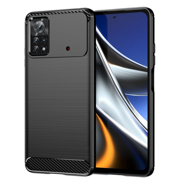 For Xiaomi Poco X4 Pro 5G Brushed Texture Carbon Fiber TPU Phone Case(Black)