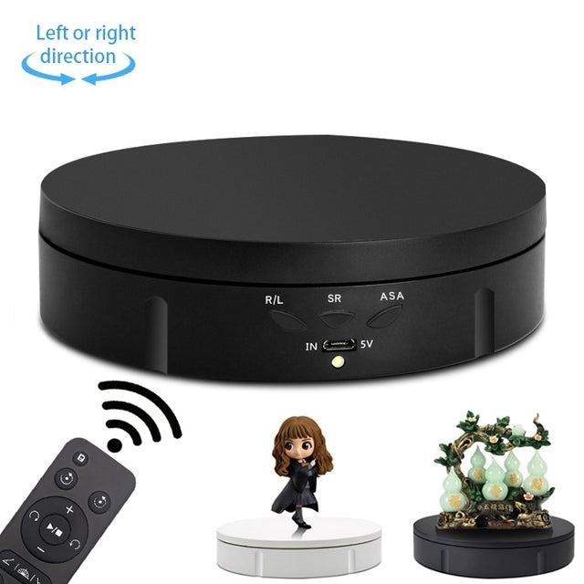 14.6cm Remote USB Electric Rotating Turntable Display Stand, Load: 10kg(Black)