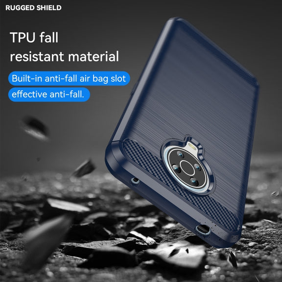 For Nokia G20 Brushed Texture Carbon Fiber TPU Phone Case(Blue)