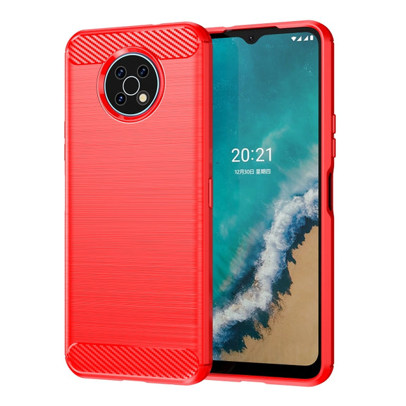 For Nokia G50 Brushed Texture Carbon Fiber TPU Phone Case(Red)