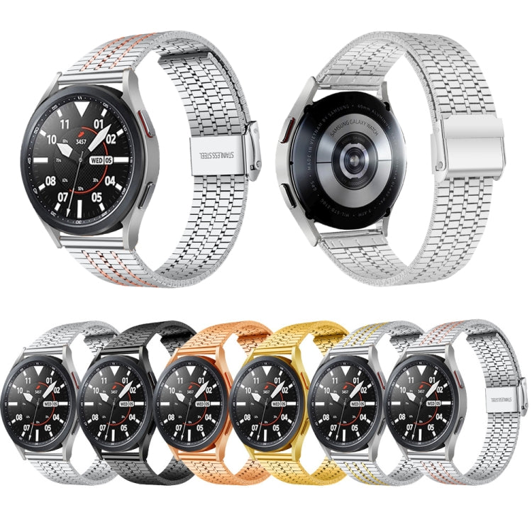 20mm Universal Seven-bead Stainless Steel Watch Band(Silver) - 20mm Bands by PMC TechLife | Online Shopping South Africa | PMC TechLife | Buy Now Pay Later Mobicred