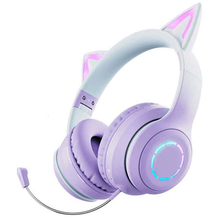 BT029C RGB Dual Modes Cat Ear Wireless Bluetooth Headphone(Purple) - Headset & Headphone by PMC TechLife | Online Shopping South Africa | PMC TechLife