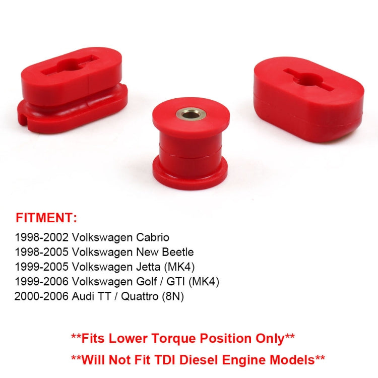 Car Modified Front Lower Dogbone Engine Mount Bracket Polyurethane Bushings for Volkswagen Jetta / Golf GTI Mk4(Red) - free shipping - PMC TechLife - Order now!