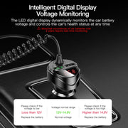 C68 LED Digital Display QC3.0 Fast Car Charger 3 in 1 with Spring Cable(Black)