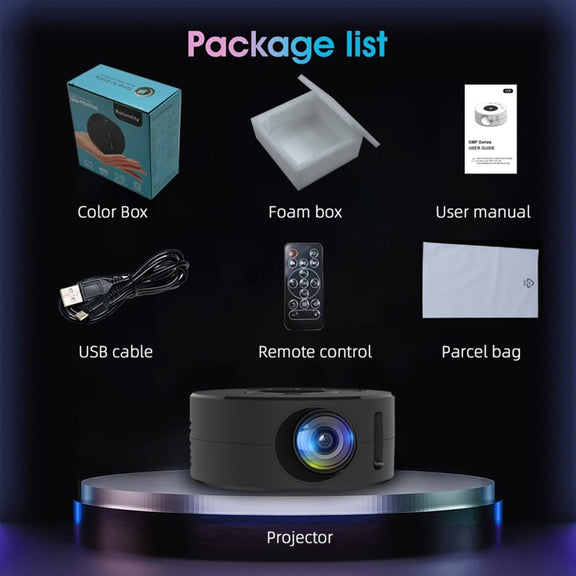 T200 1500LM 1920x1080P LED Mini Projector, UK Plug(Black)