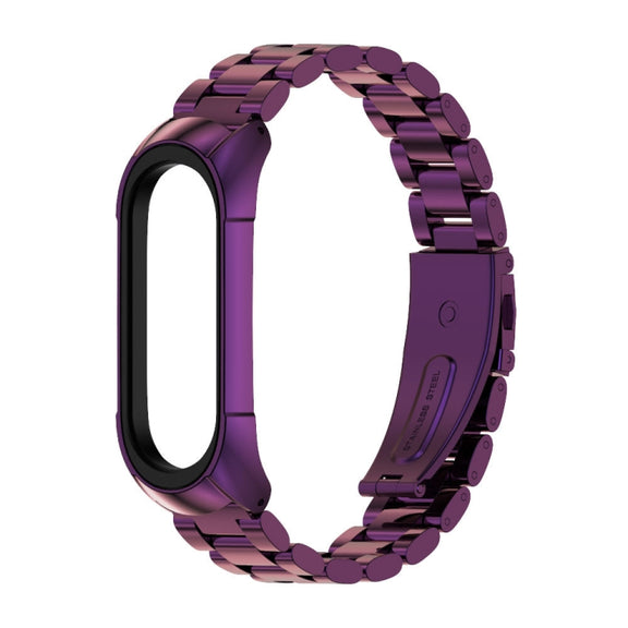 For Xiaomi Mi Band 6 / 6 NFC MIJOBS TF2 Tri-Bead Stainless Steel Watch Band(Purple) - Watch Bands by MIJOBS