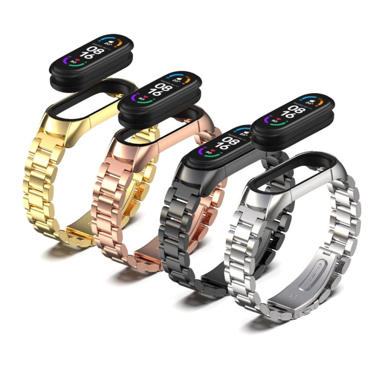 For Xiaomi Mi Band 6 / 6 NFC MIJOBS TF2 Tri-Bead Stainless Steel Watch Band(Silver) - Watch Bands by MIJOBS | Online Shopping South Africa | PMC TechLife | Buy Now Pay Later Mobicred