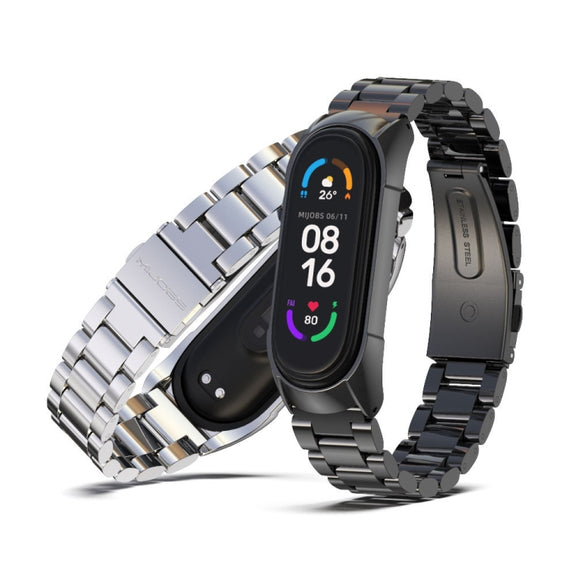 For Xiaomi Mi Band 6 / 6 NFC MIJOBS TF2 Tri-Bead Stainless Steel Watch Band(Purple) - Watch Bands by MIJOBS