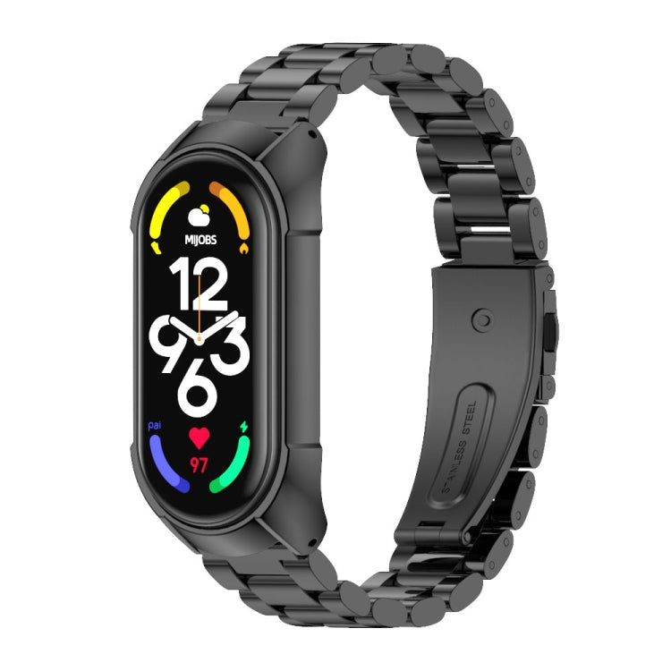 For Xiaomi Mi Band 7 / 7 NFC MIJOBS Stainless Steel Watch Band, Style:TF2 Tri-Bead(Black) - free shipping - PMC TechLife - Order now!