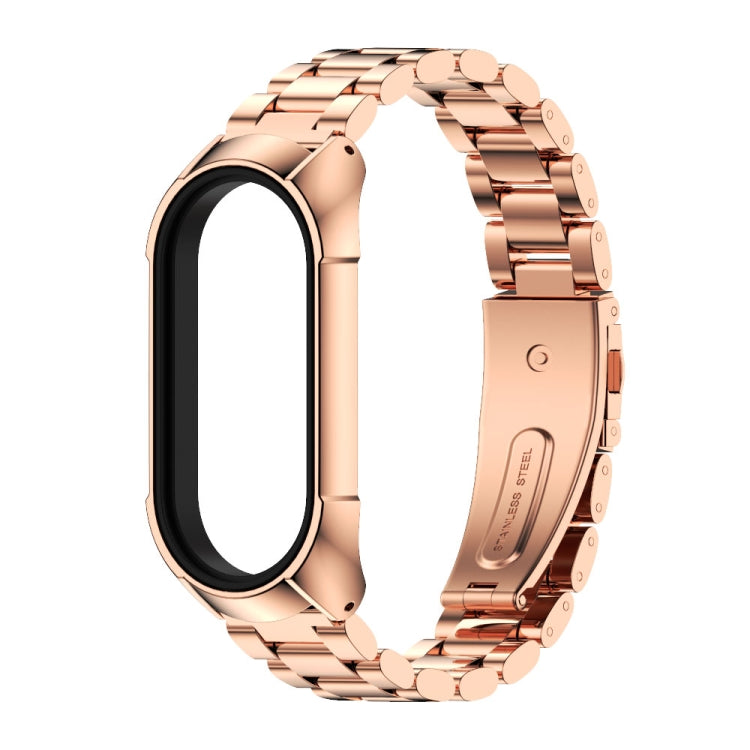 For Xiaomi Mi Band 7 / 7 NFC MIJOBS Stainless Steel Watch Band, Style:TF2 Tri-Bead(Rose Gold) - Watch Bands by MIJOBS | Online Shopping South Africa | PMC TechLife | Buy Now Pay Later Mobicred